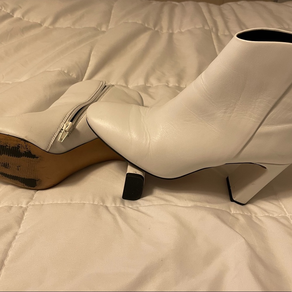Ladies white ankle boots
